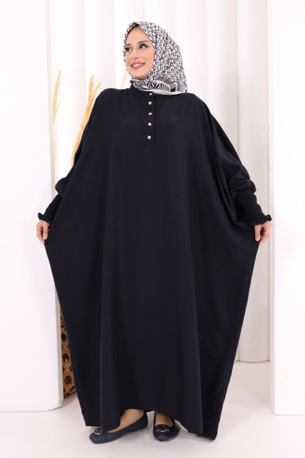 Yarasakollu Elbise 6077 Lacivert - 2