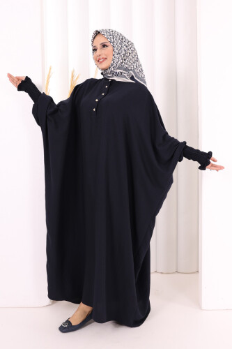 Yarasakollu Elbise 6077 Lacivert - 3