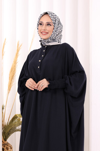 Yarasakollu Elbise 6077 Lacivert - 5