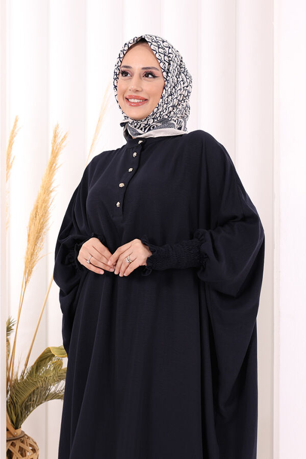 Yarasakollu Elbise 6077 Lacivert - 5