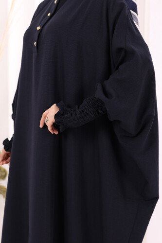 Yarasakollu Elbise 6077 Lacivert - 6