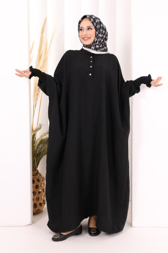 Yarasakollu Elbise 6077 Siyah