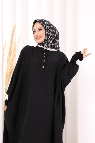 Yarasakollu Elbise 6077 Siyah - 4