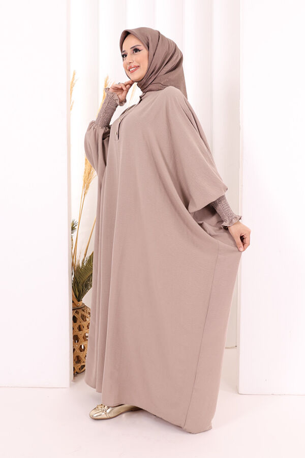 Yarasakollu Elbise 6077 Vizon - 4