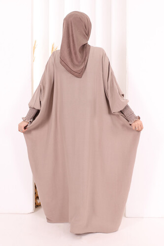 Yarasakollu Elbise 6077 Vizon - 6