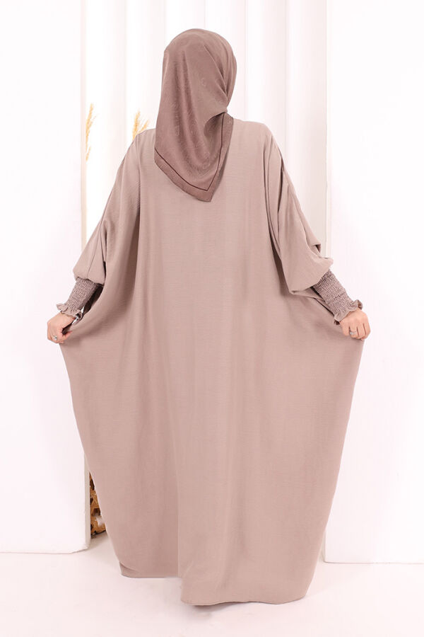 Yarasakollu Elbise 6077 Vizon - 6