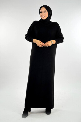 Yarım Balıkçı Yaka Elbise 18300 Siyah - Bym Fashion