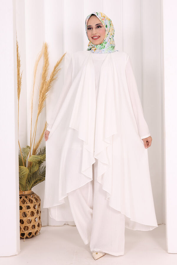 Yelekli Pantolon Takım 8012 Ekru - 2