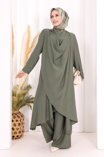 Yelekli Pantolon Takım 8012 Haki - 2