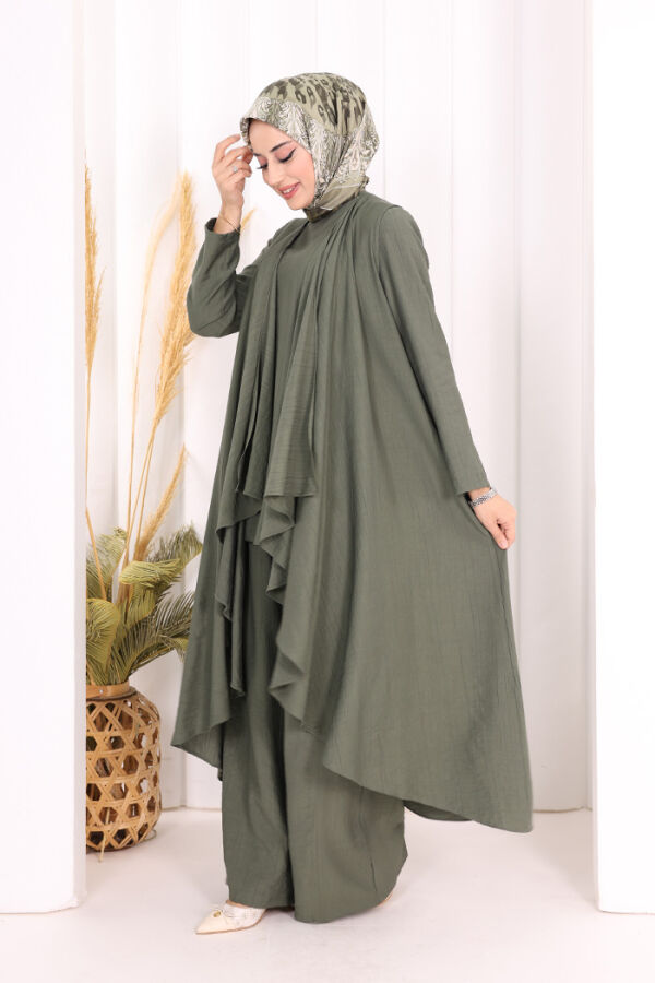 Yelekli Pantolon Takım 8012 Haki - 3