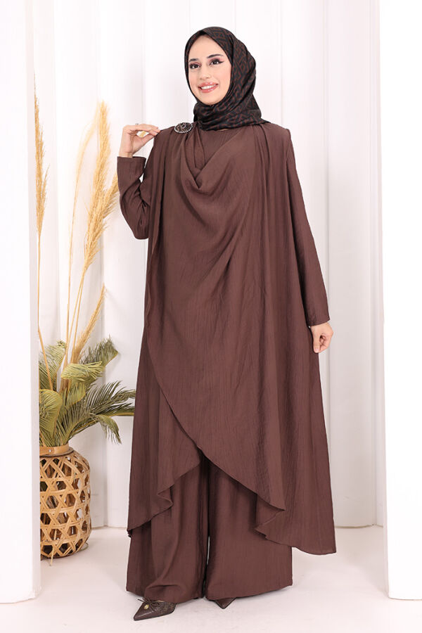 Yelekli Pantolon Takım 8012 Kahverengi - 1