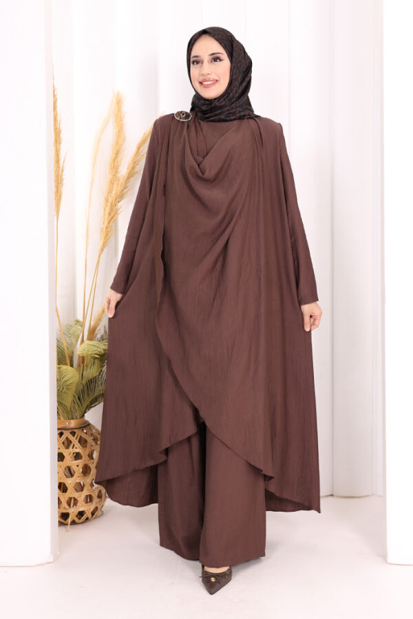 Yelekli Pantolon Takım 8012 Kahverengi - 2