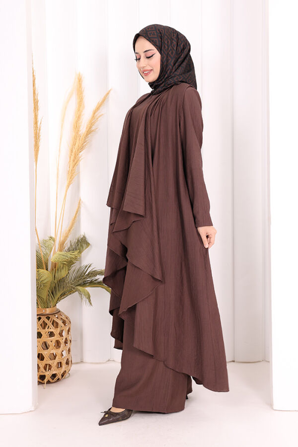 Yelekli Pantolon Takım 8012 Kahverengi - 4