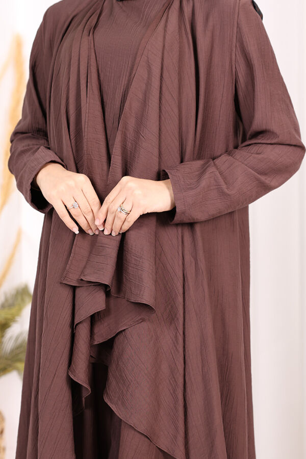 Yelekli Pantolon Takım 8012 Kahverengi - 7