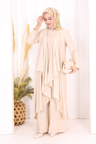 Yelekli Pantolon Takım 8012 Taş 