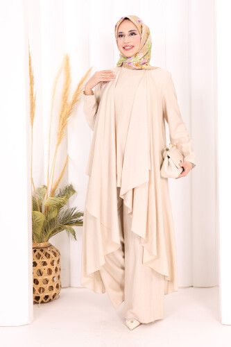 Yelekli Pantolon Takım 8012 Taş - 2