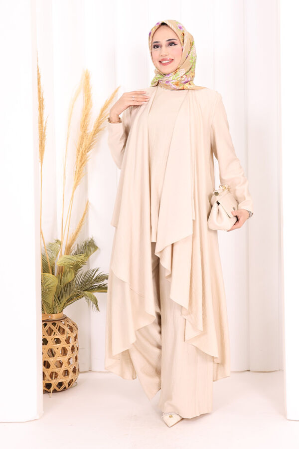 Yelekli Pantolon Takım 8012 Taş - 2