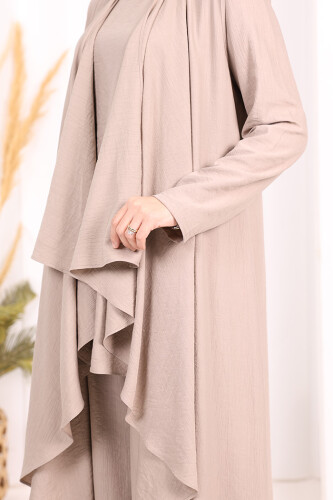 Yelekli Pantolon Takım 8012 Vizon - 7