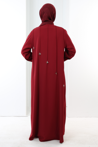 Yıldız Detaylı Ferace 7079 Mürdüm - 4