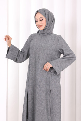 Yırtmaçlı Tunik Üçlü Takım 8035 Füme - 5