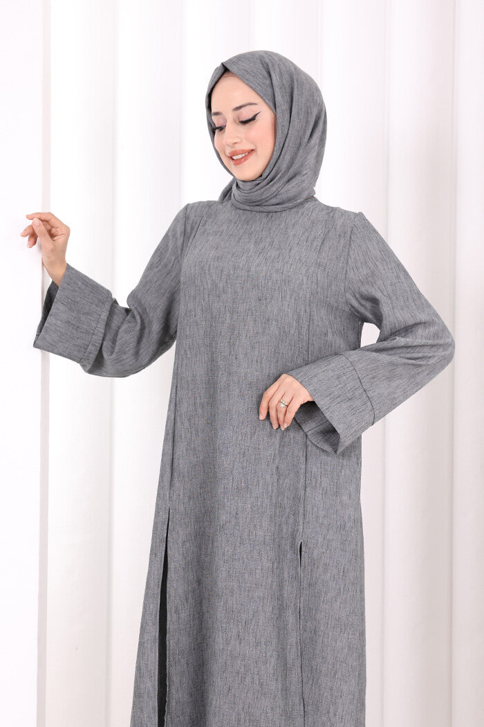 Yırtmaçlı Tunik Üçlü Takım 8035 Füme - 5