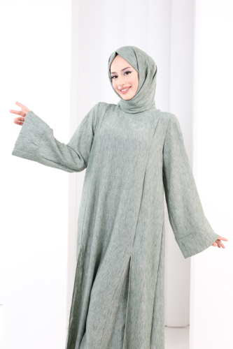 Yırtmaçlı Tunik Üçlü Takım 8035 Haki - 4