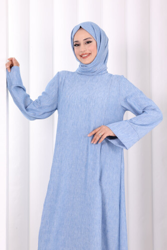 Yırtmaçlı Tunik Üçlü Takım 8035 Mavi - 5