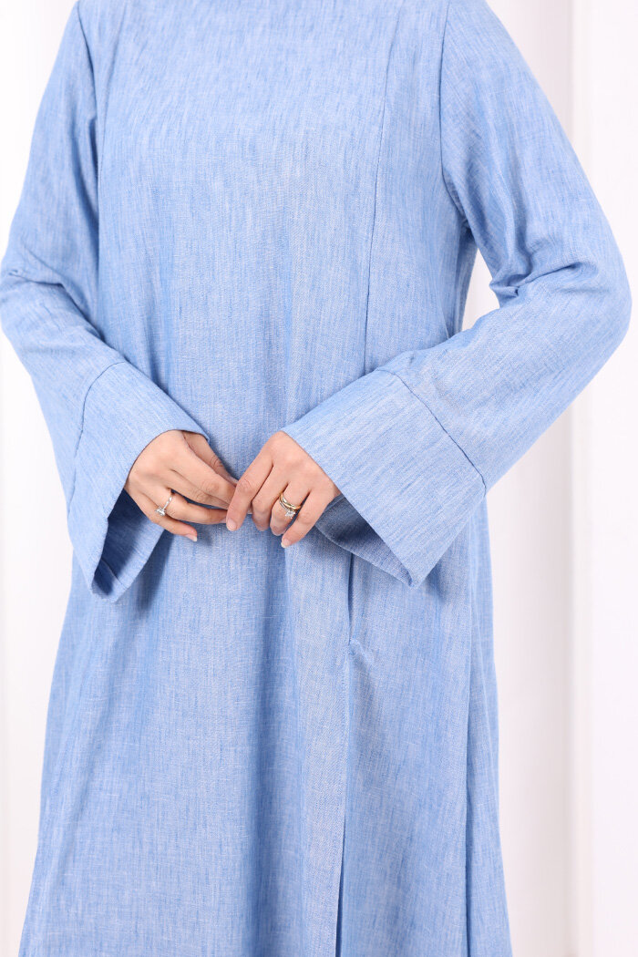 Yırtmaçlı Tunik Üçlü Takım 8035 Mavi - 6