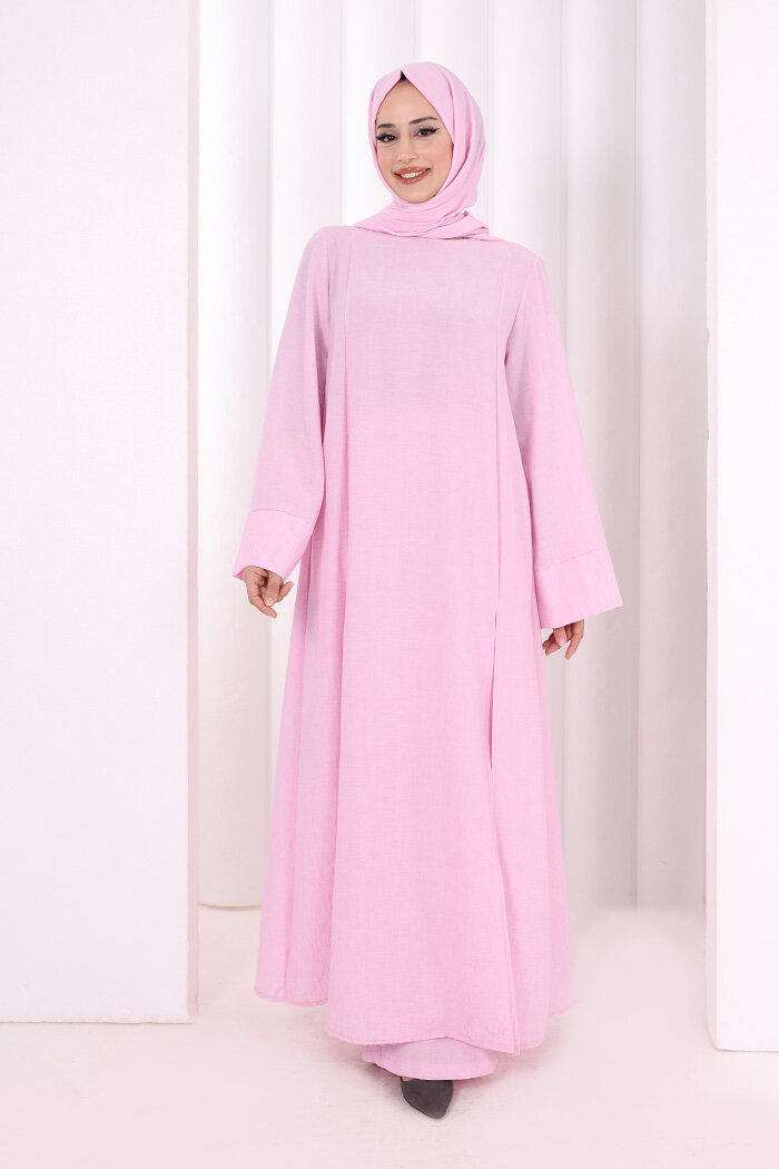 Yırtmaçlı Tunik Üçlü Takım 8035 Pembe - 2