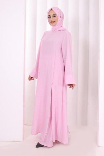 Yırtmaçlı Tunik Üçlü Takım 8035 Pembe - 4