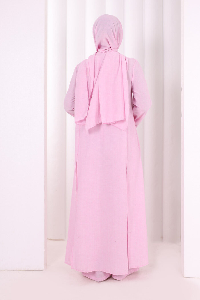 Yırtmaçlı Tunik Üçlü Takım 8035 Pembe - 5