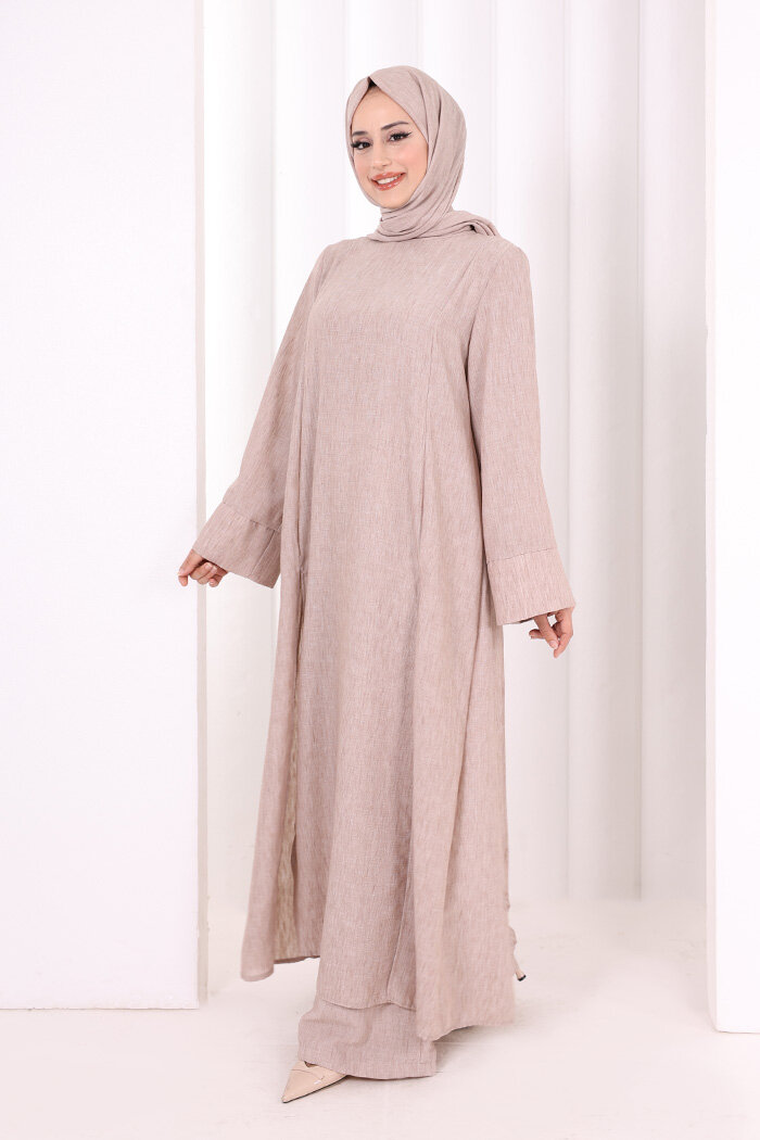 Yırtmaçlı Tunik Üçlü Takım 8035 Somon - 3