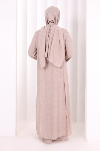 Yırtmaçlı Tunik Üçlü Takım 8035 Somon - 4