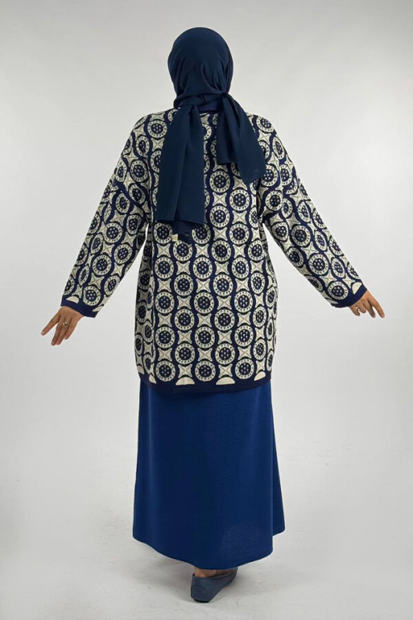 Yuvarlak Desen Triko Hırka 18324 Lacivert - 2