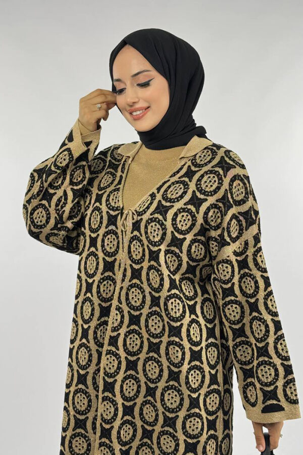Yuvarlak Desen Triko Hırka 18324 Vizon - 4